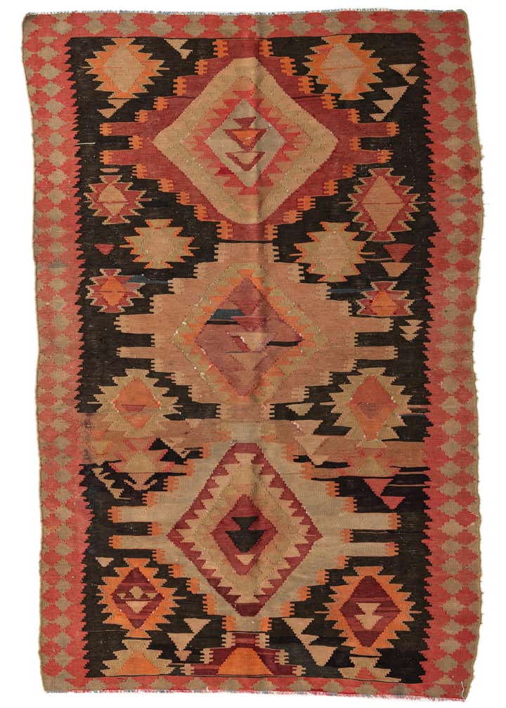 4' 4 x 12' 2 Hand Woven Kilim Modern Wool Runner Rug