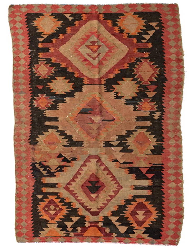 Detail image of 4' 4 x 12' 2 Hand Woven Kilim Modern Wool Runner Rug