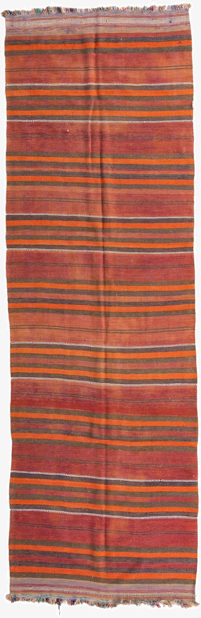 4' 1 x 12' 9  Hand Woven Kilim Modern Wool Runner Rug