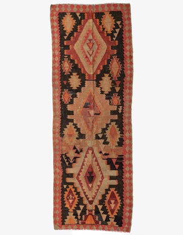 4' 4 x 12' 2 Hand Woven Kilim Modern Wool Runner Rug