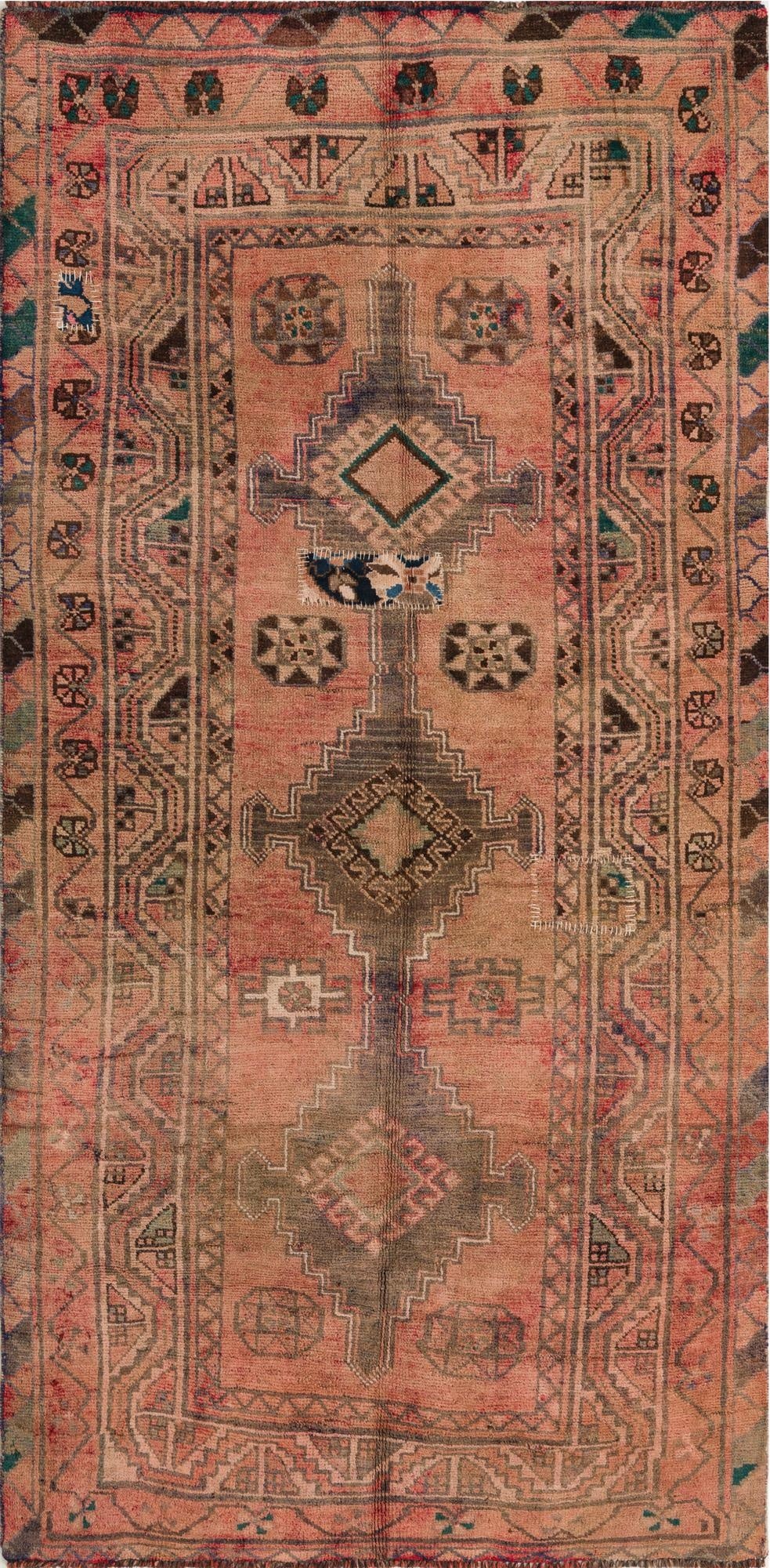 4' 3 x 8' 4  Hand Knotted Meshkin Persian Wool Runner Rug