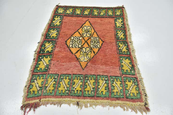 4' 3 x 8' Hand Knotted Moroccan Wool Runner Rug