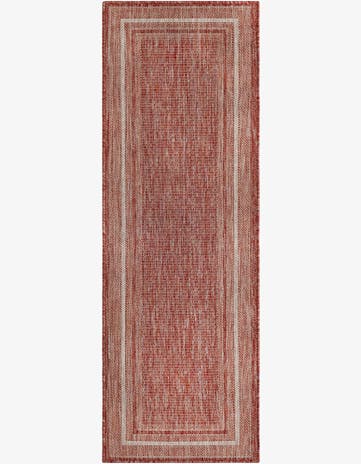Rust Red Easy-Clean Border Indoor / Outdoor Runner Rug