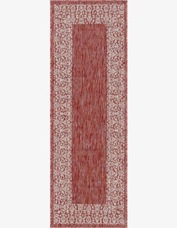 Rust Red Easy-Clean Border Indoor / Outdoor Runner Rug