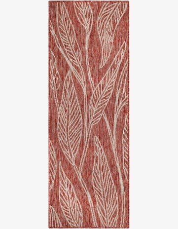 Rust Red Easy-Clean Botanical Indoor / Outdoor Runner Rug