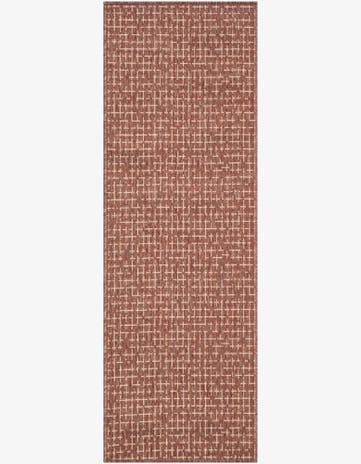 Rust Red Easy-Clean Checkered Indoor / Outdoor Runner Rug