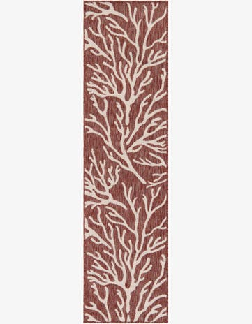 Rust Red Easy-Clean Coastal Indoor / Outdoor Runner Rug