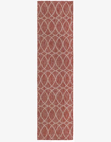 Rust Red Easy-Clean Lattice Indoor / Outdoor Runner Rug