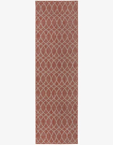 Rust Red Easy-Clean Lattice Indoor / Outdoor Runner Rug