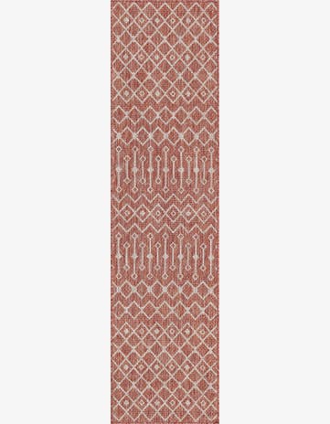 Rust Red Easy-Clean Lattice Indoor / Outdoor Runner Rug