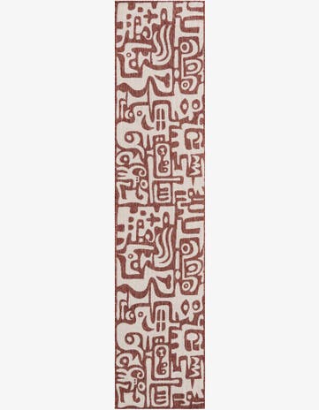 Rust Red Easy-Clean Modern Indoor / Outdoor Runner Rug