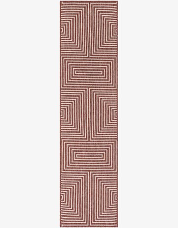 Rust Red Easy-Clean Modern Indoor / Outdoor Runner Rug