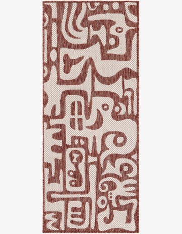 Rust Red Easy-Clean Modern Indoor / Outdoor Runner Rug