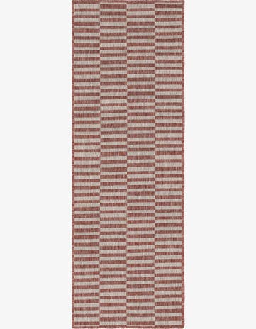 Rust Red Easy-Clean Striped Indoor / Outdoor Runner Rug