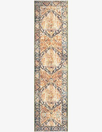Rust Red Easy-Clean Traditional Indoor / Outdoor Runner Rug