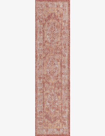 Rust Red Easy-Clean Traditional Indoor / Outdoor Runner Rug