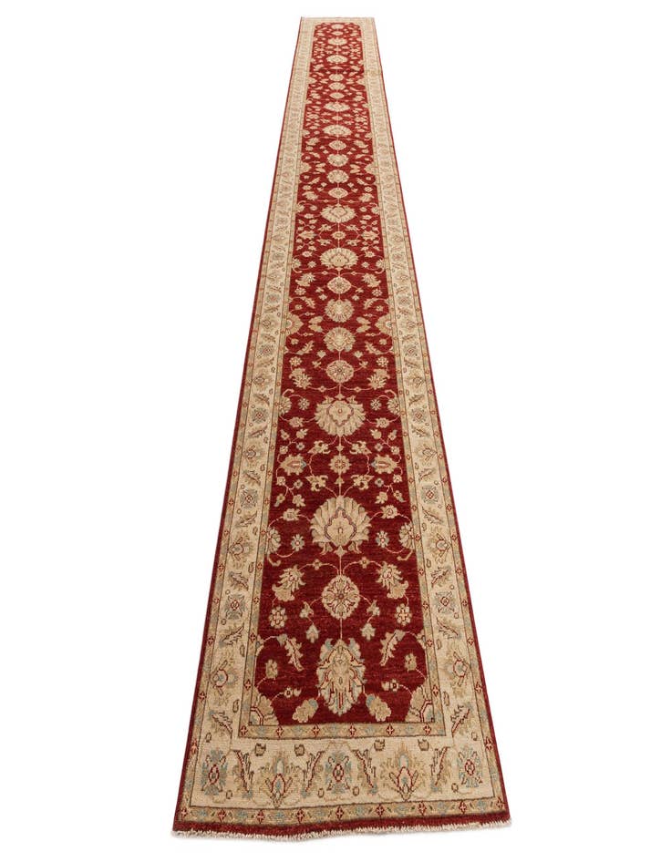 Detail image of 3' x 19' Hand Knotted Peshawar Ziegler Runner Rug