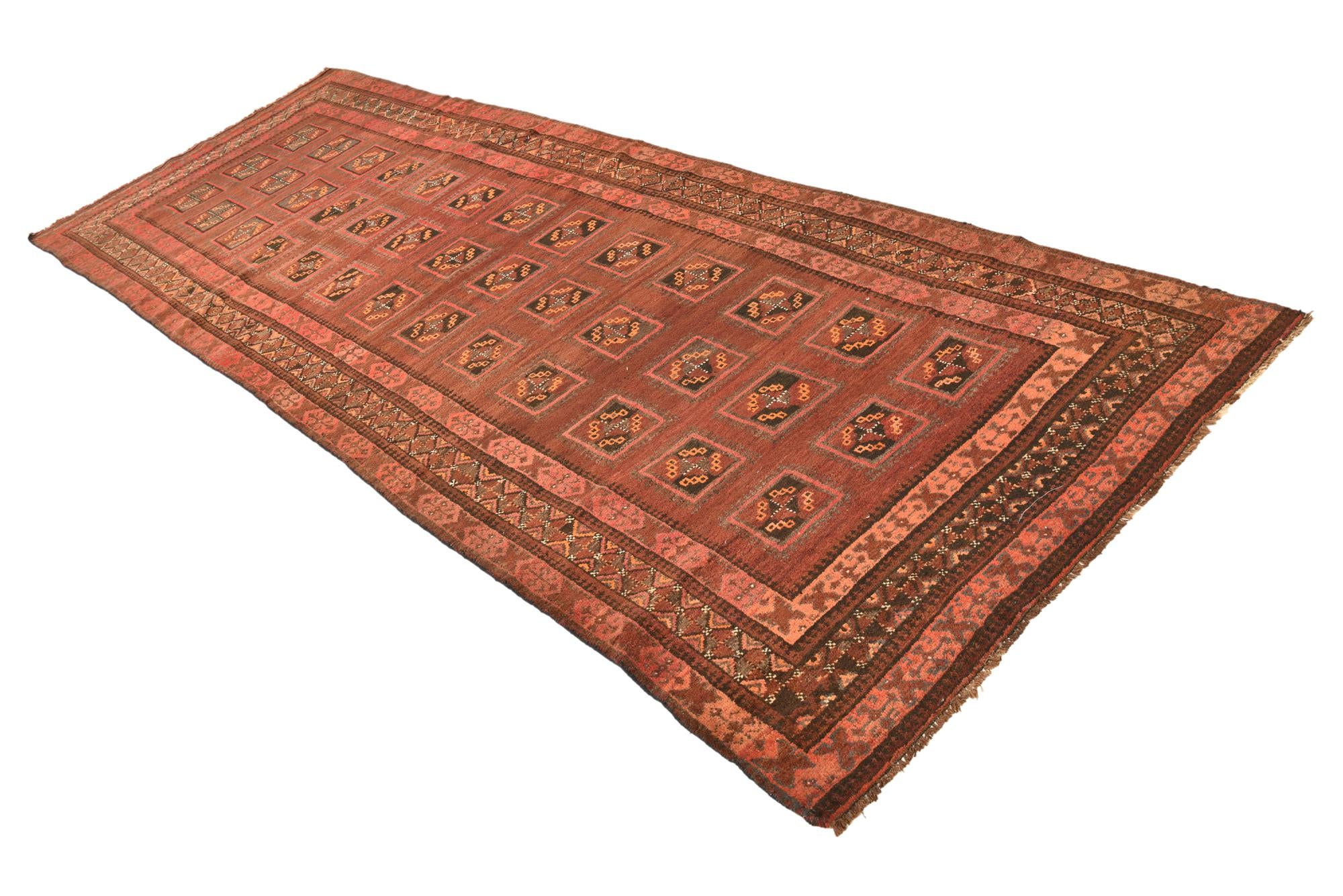 4' 2 x 11' 5 Hand Knotted Shiraz Persian Wool Runner Rug