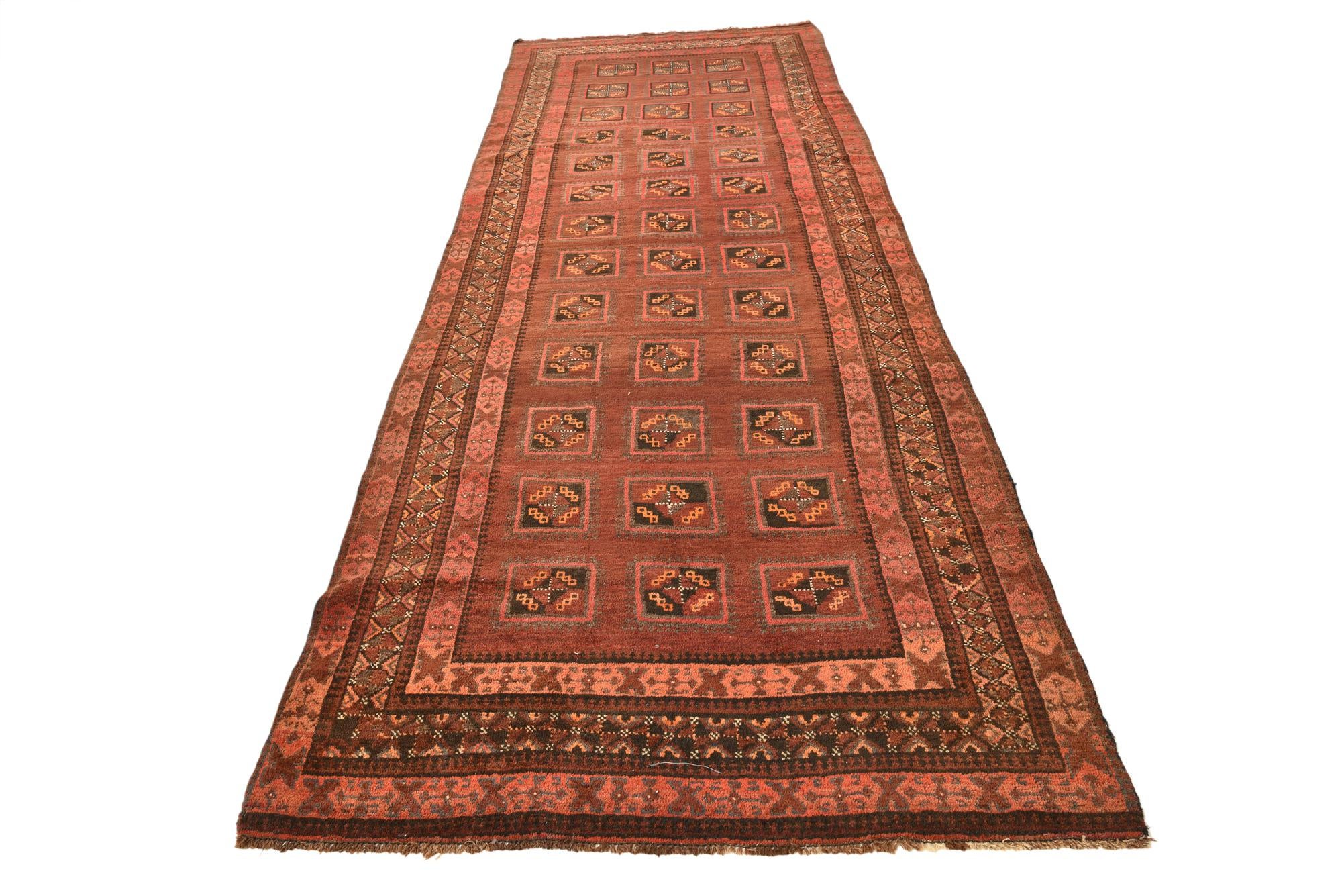 4' 2 x 11' 5 Hand Knotted Shiraz Persian Wool Runner Rug