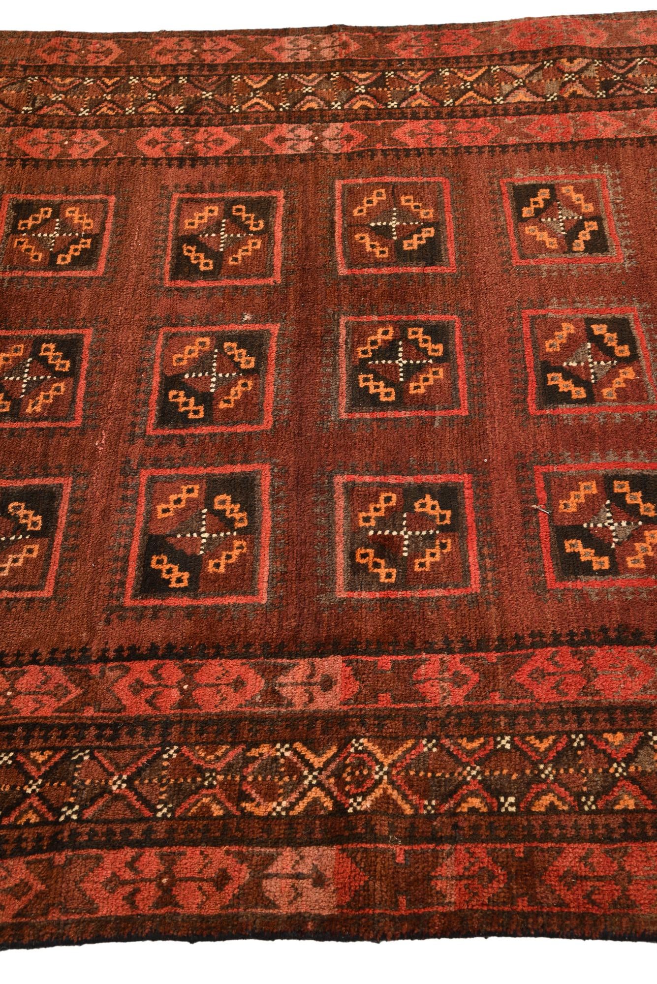 4' 2 x 11' 5 Hand Knotted Shiraz Persian Wool Runner Rug
