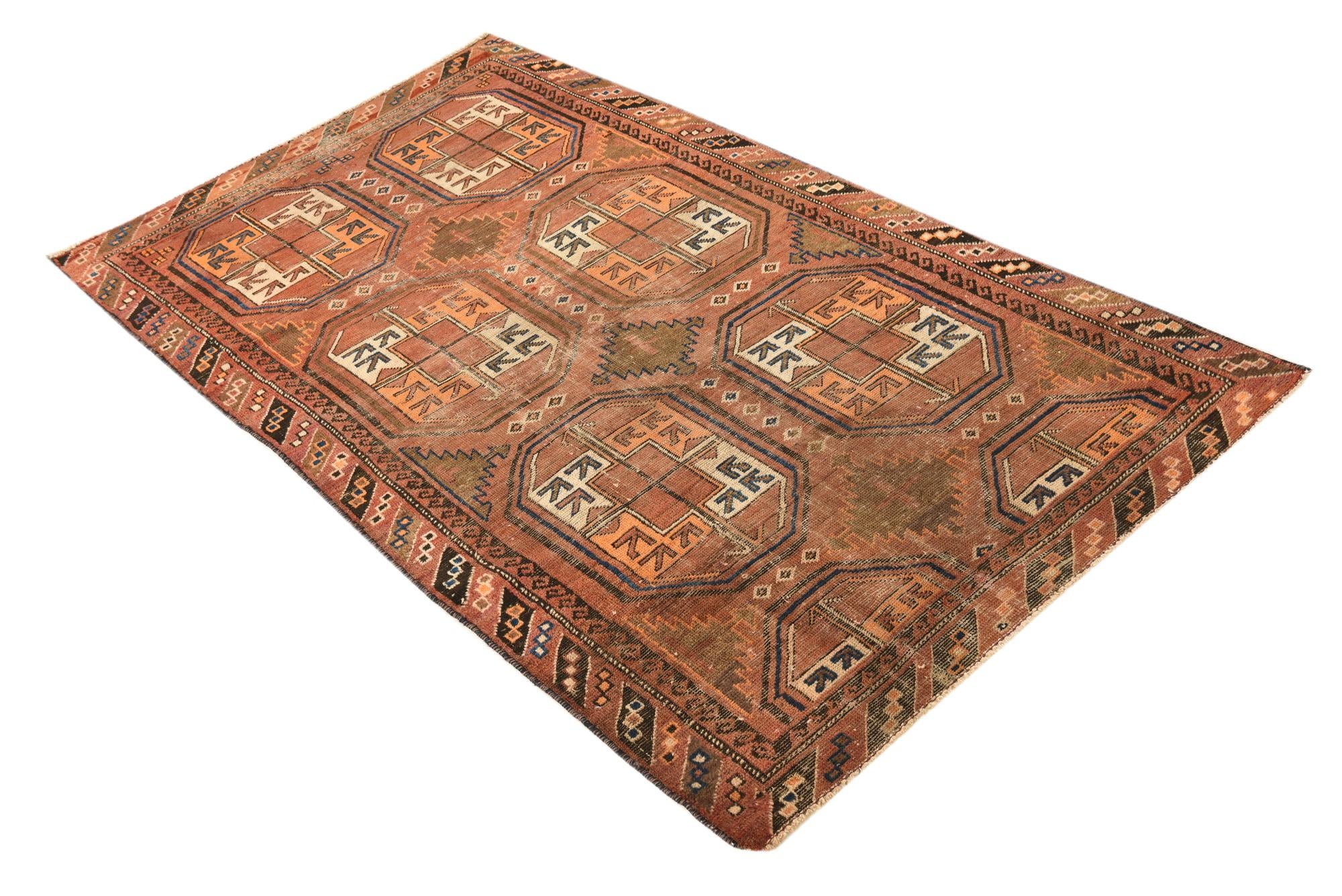 3' 6 x 6' 4 Hand Knotted Shiraz Persian Wool Runner Rug