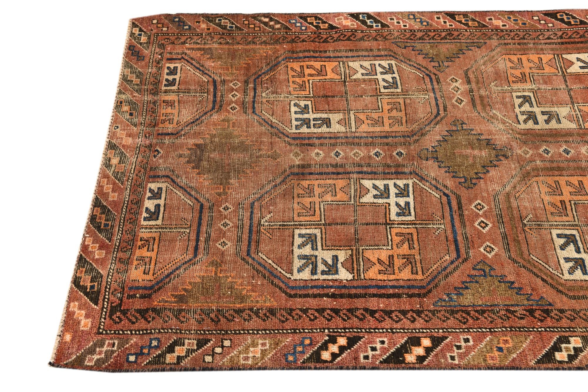 3' 6 x 6' 4 Hand Knotted Shiraz Persian Wool Runner Rug