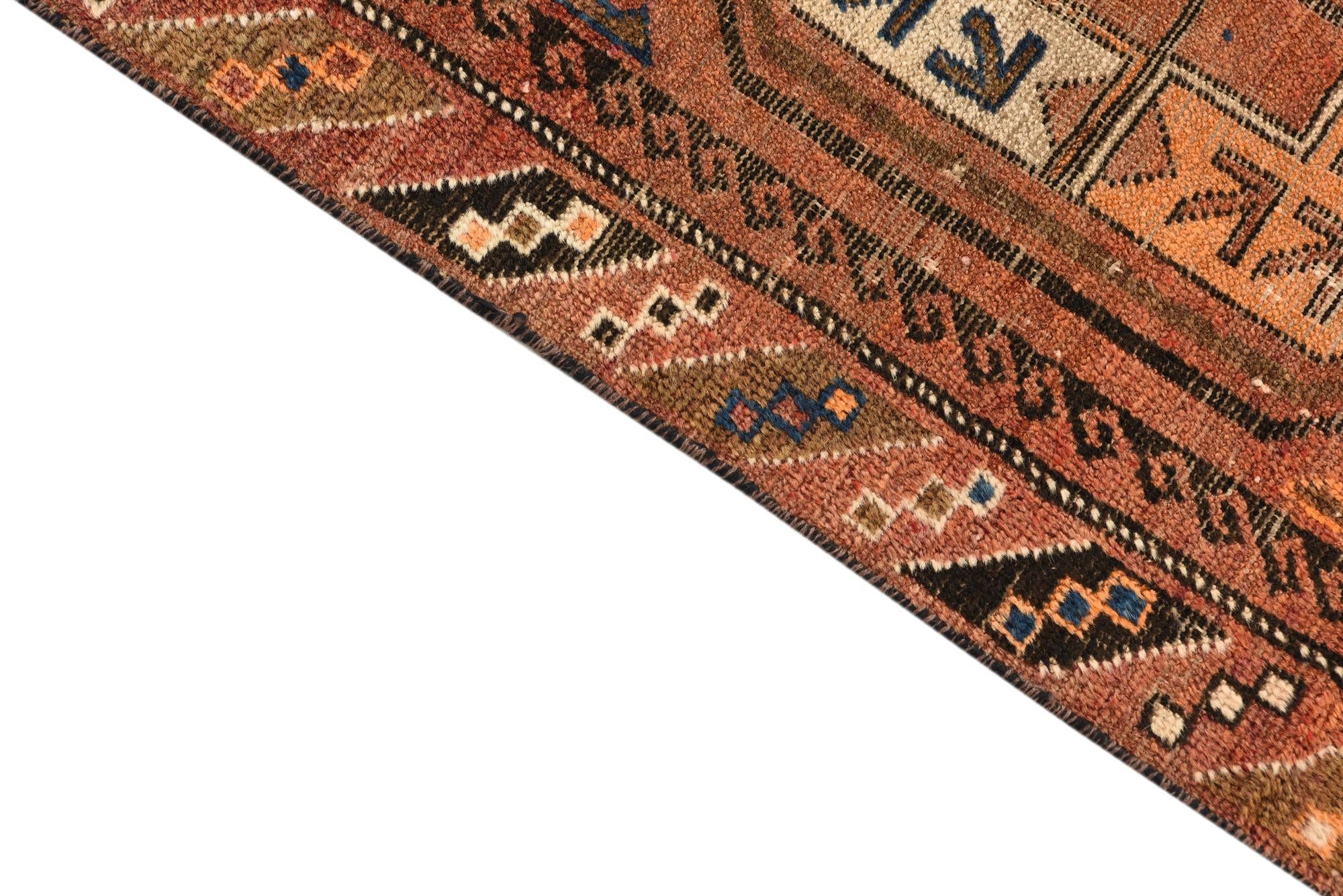 3' 6 x 6' 4 Hand Knotted Shiraz Persian Wool Runner Rug
