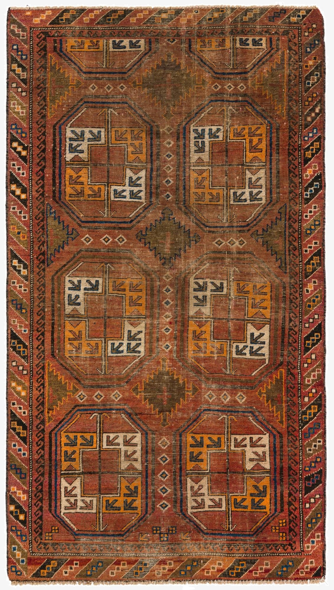 3' 6 x 8' 4  Hand Knotted Shiraz Persian Wool Runner Rug