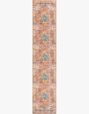 Rust Red Washable Timeless Runner Rug