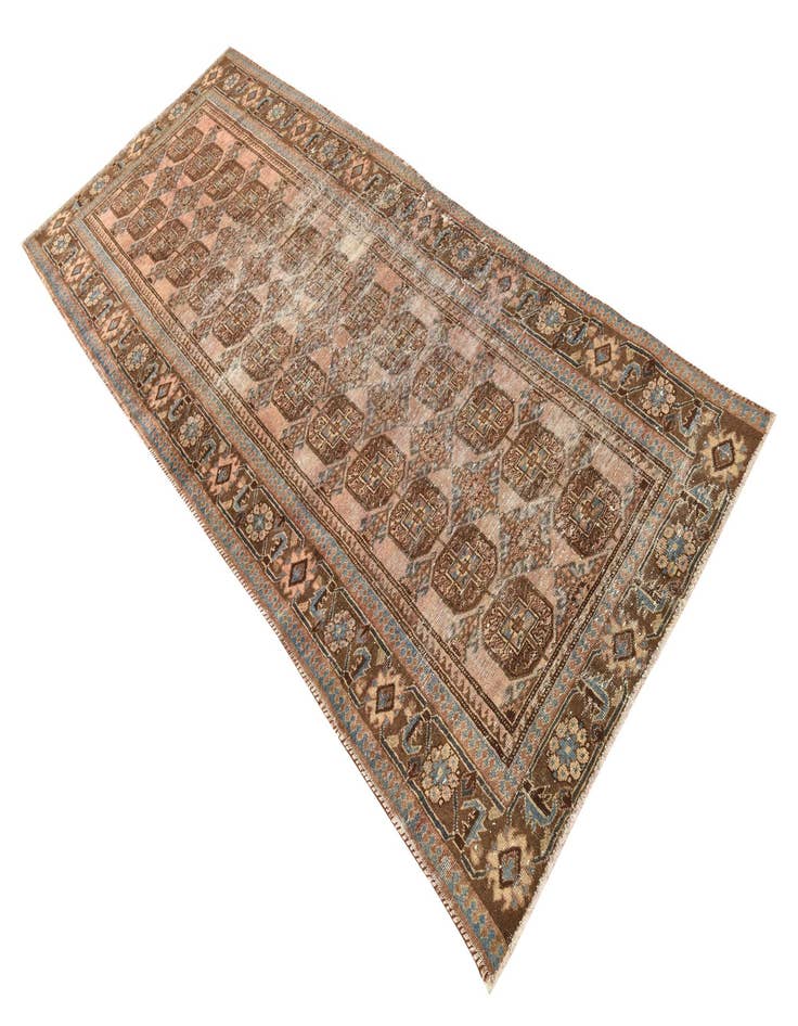 Detail image of 4' 2 x 10'  Hand Knotted Torkaman Persian Wool Runner Rug