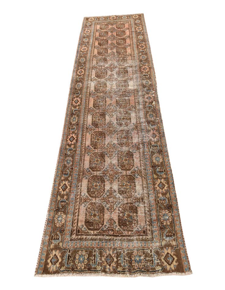 Detail image of 4' 2 x 10'  Hand Knotted Torkaman Persian Wool Runner Rug