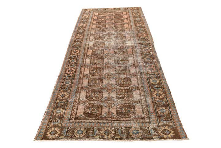 4' 2 x 10' Hand Knotted Torkaman Persian Wool Runner Rug