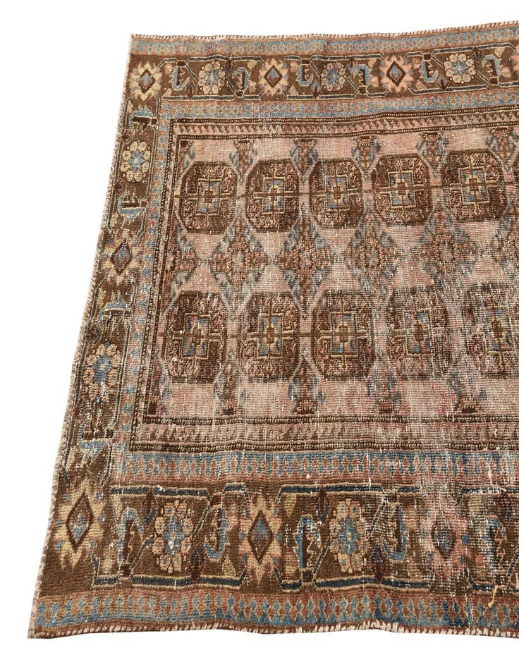 Detail image of 4' 2 x 10'  Hand Knotted Torkaman Persian Wool Runner Rug