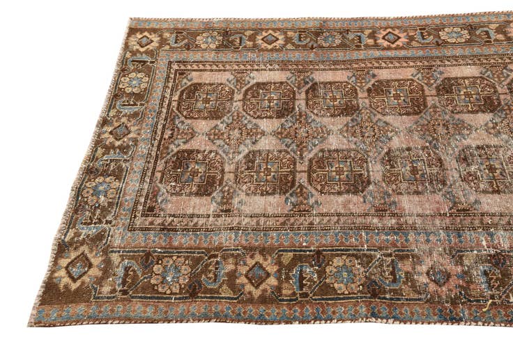 Detail image of 4' 2 x 10' Hand Knotted Torkaman Persian Wool Runner Rug