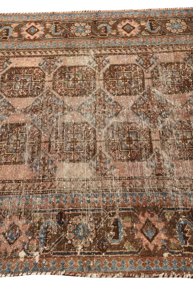 4' 2 x 10' Hand Knotted Torkaman Persian Wool Runner Rug