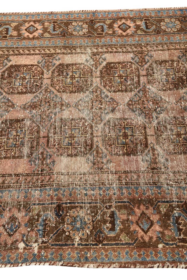 Detail image of 4' 2 x 10' Hand Knotted Torkaman Persian Wool Runner Rug