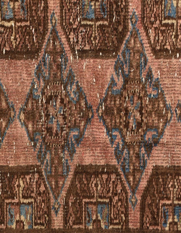 Detail image of 4' 2 x 10'  Hand Knotted Torkaman Persian Wool Runner Rug