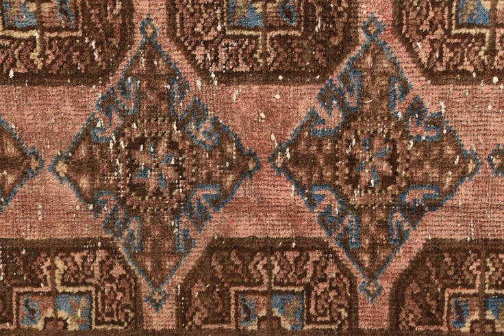 Detail image of 4' 2 x 10' Hand Knotted Torkaman Persian Wool Runner Rug