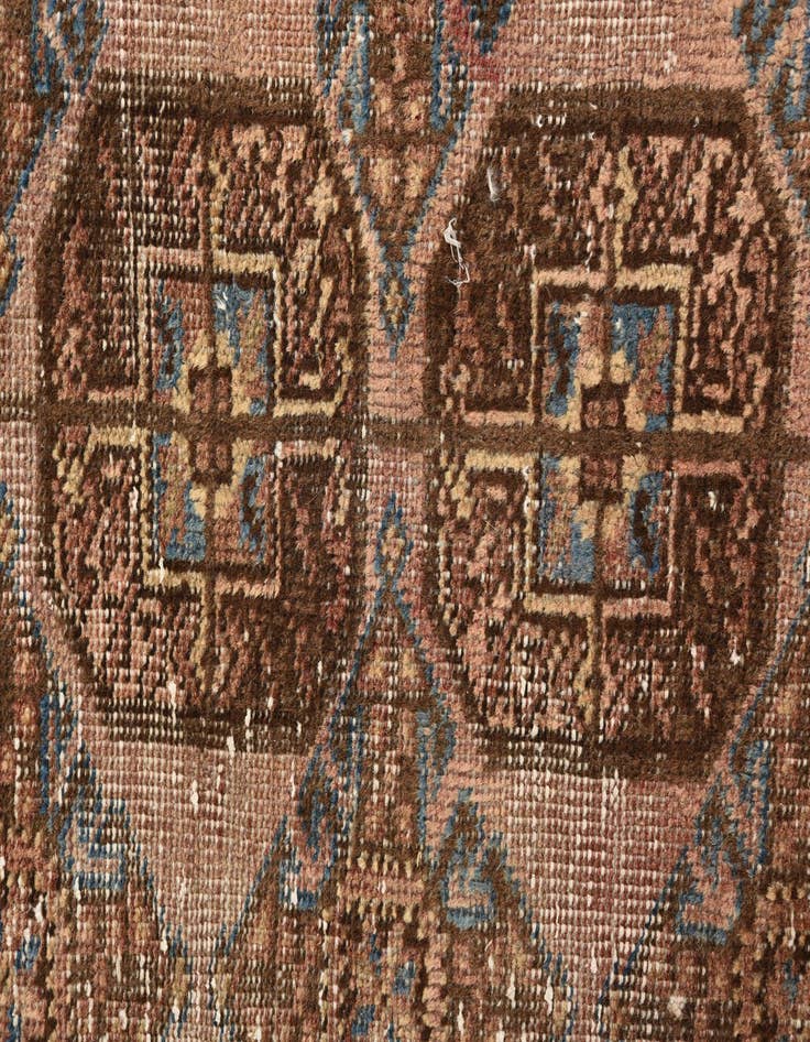 Detail image of 4' 2 x 10'  Hand Knotted Torkaman Persian Wool Runner Rug