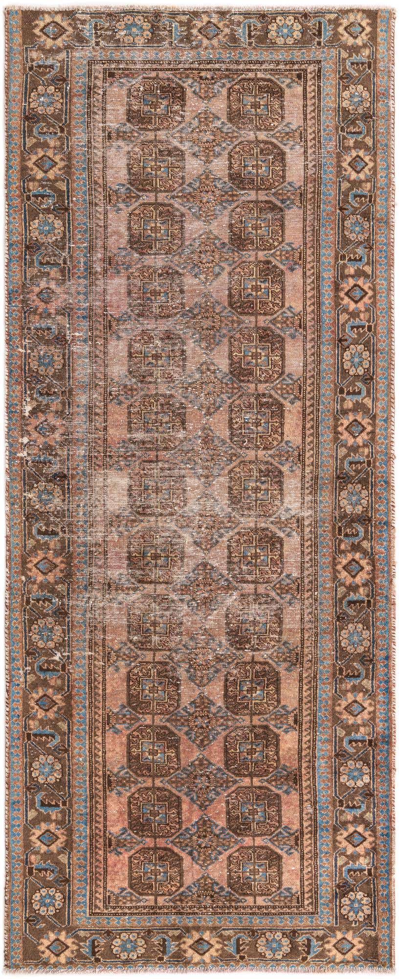 4' 2 x 10' Hand Knotted Torkaman Persian Wool Runner Rug
