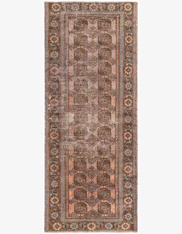 4' 2 x 10' Hand Knotted Torkaman Persian Wool Runner Rug