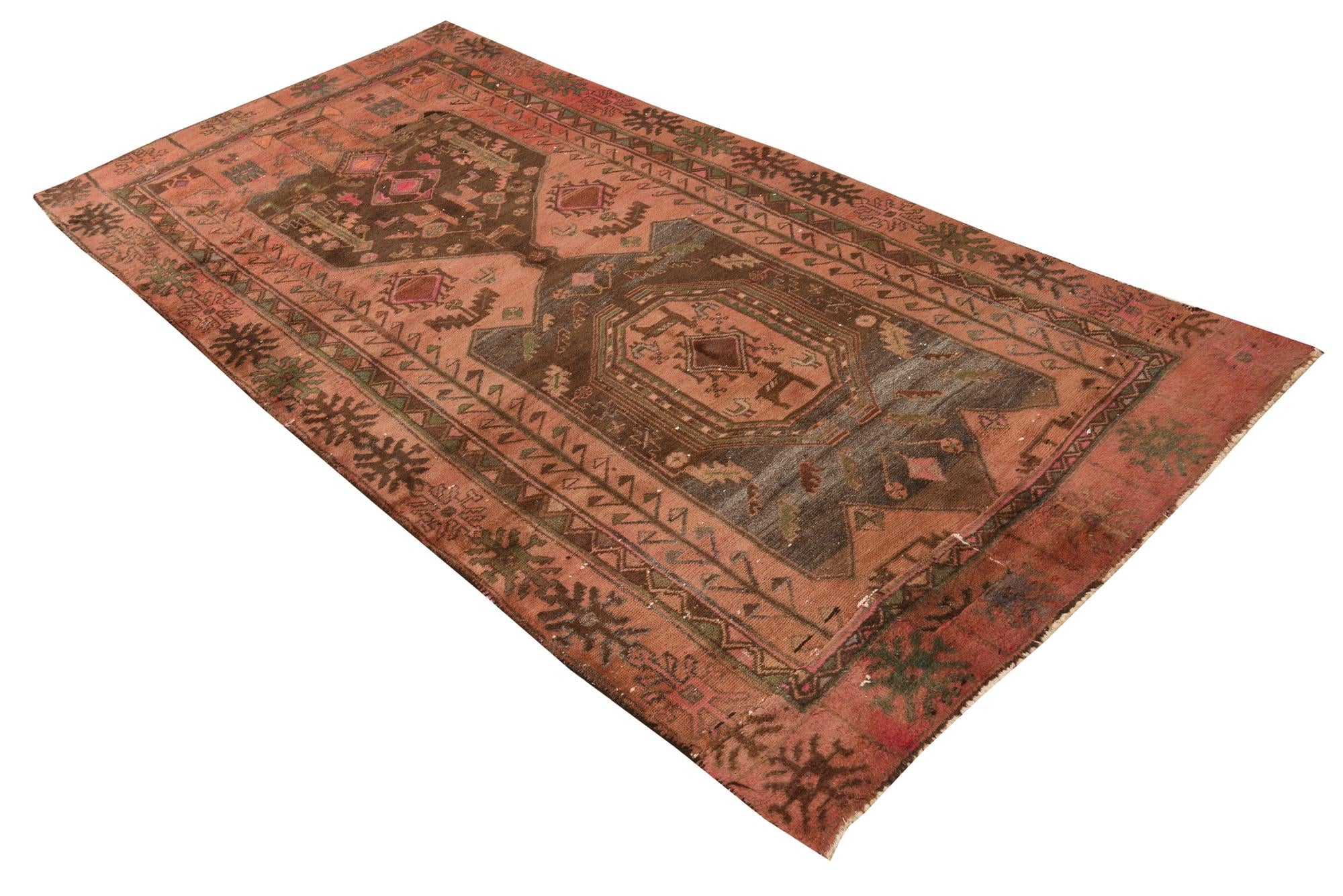 4' 5 x 9' 3 Hand Knotted Ultra Vintage Persian Wool Runner Rug