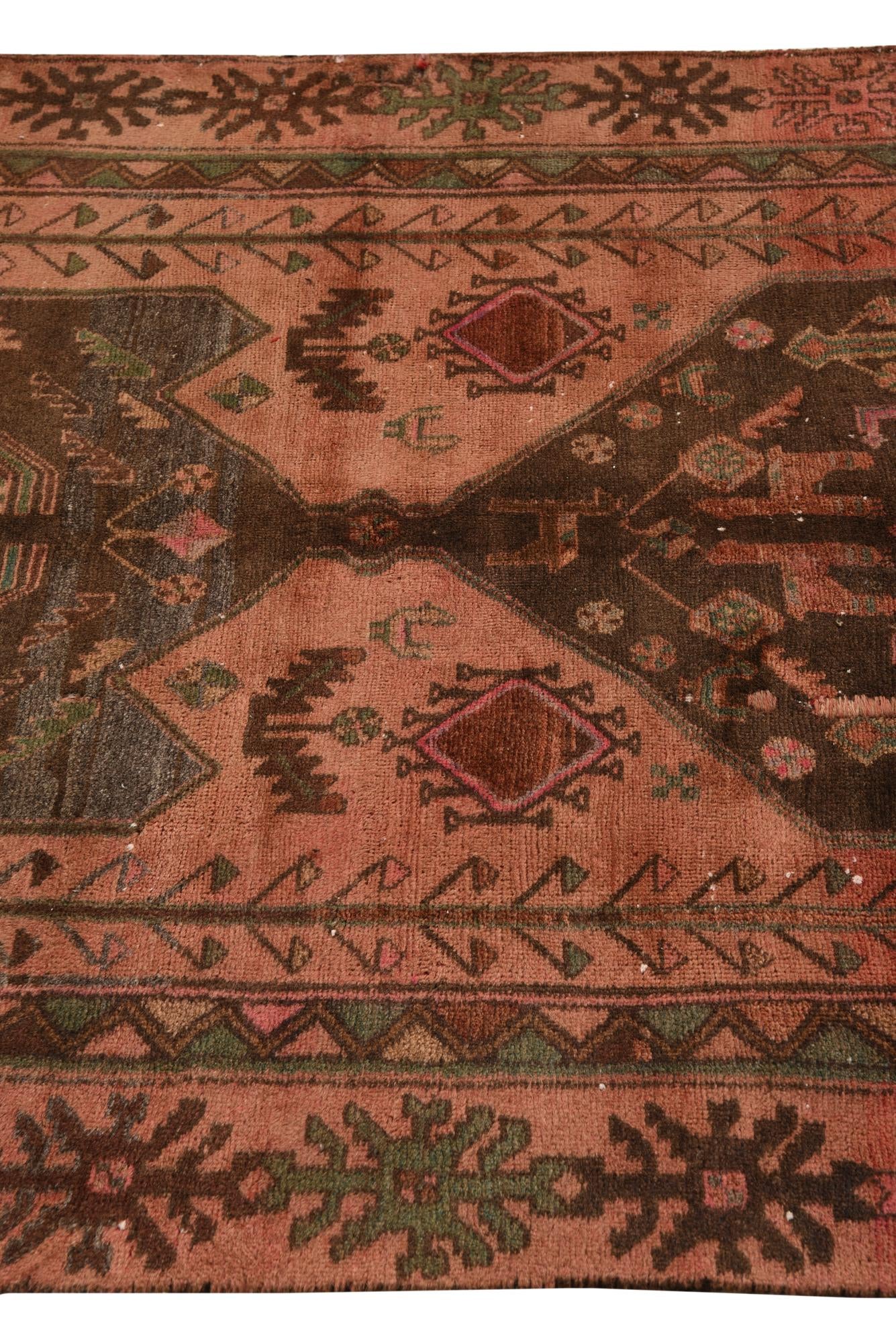 4' 5 x 9' 3 Hand Knotted Ultra Vintage Persian Wool Runner Rug