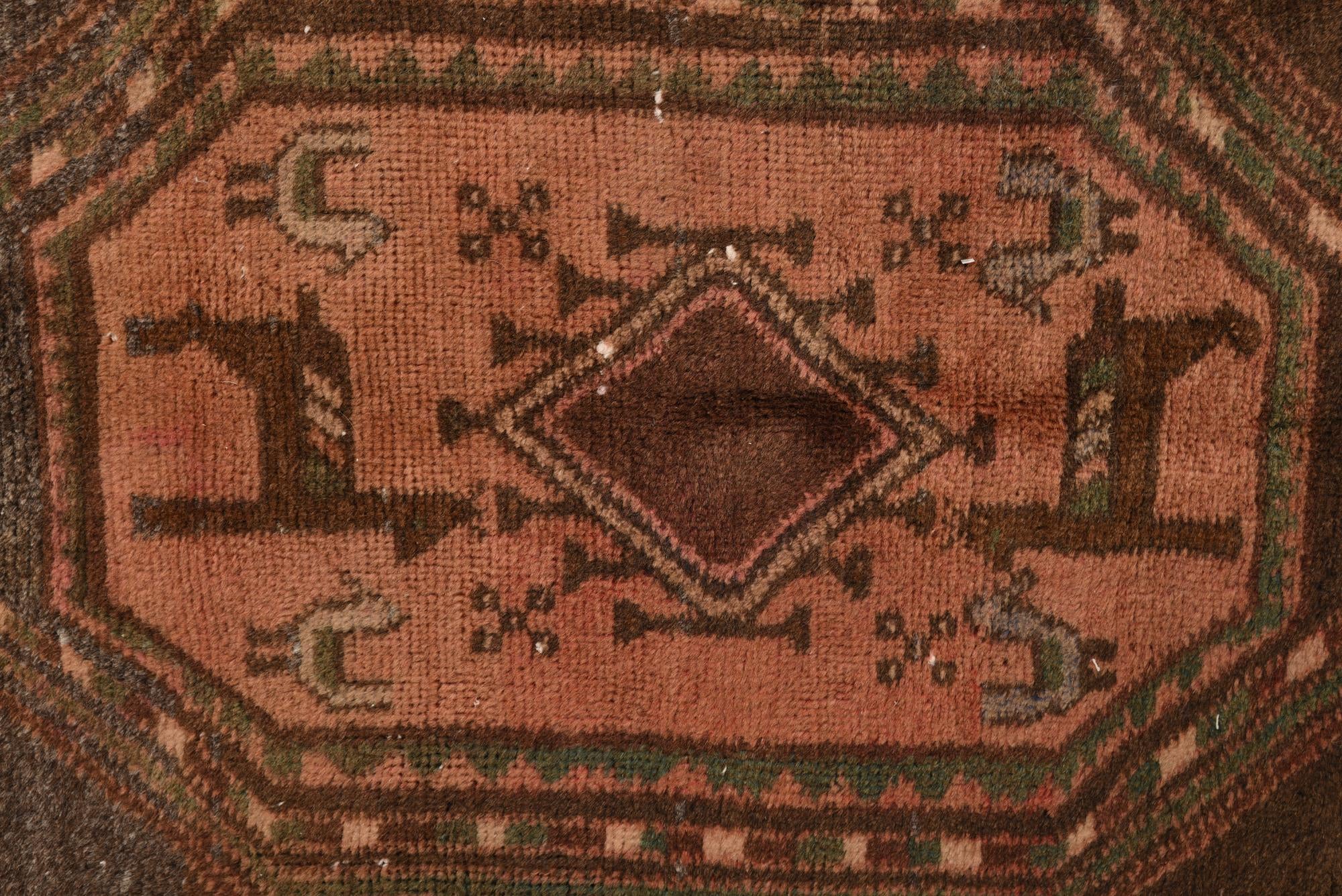 4' 5 x 9' 3 Hand Knotted Ultra Vintage Persian Wool Runner Rug