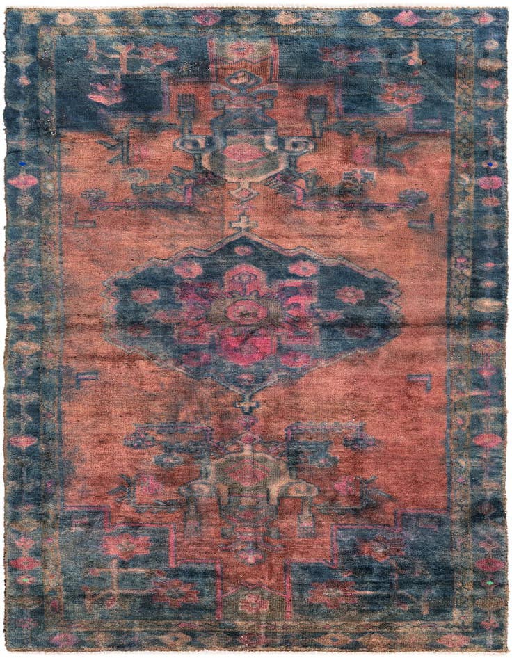 Detail image of 4' x 8' 7 Hand Knotted Ultra Vintage Persian Wool Runner Rug