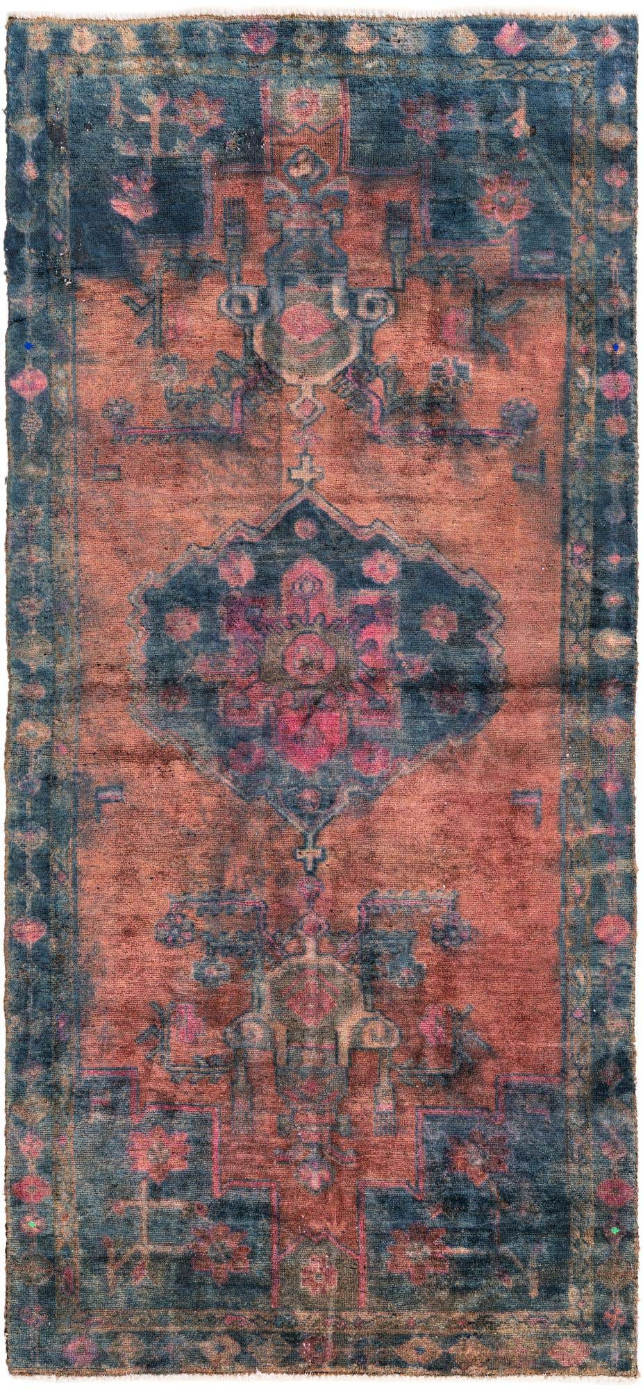 4' x 8' 7 Hand Knotted Ultra Vintage Persian Wool Runner Rug