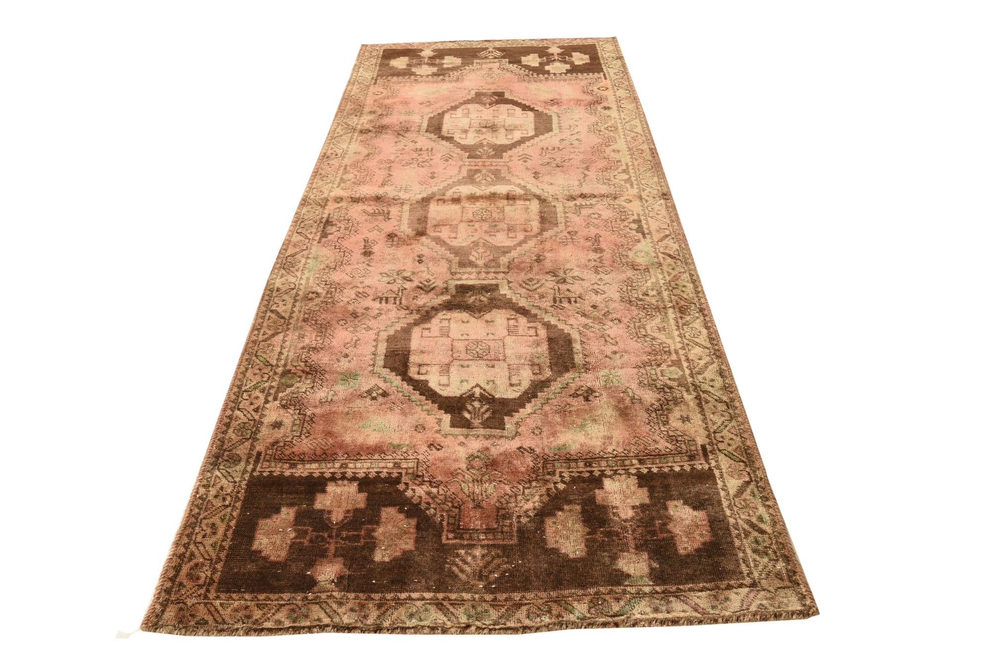 4' 1 x 10' Hand Knotted Ultra Vintage Persian Wool Runner Rug