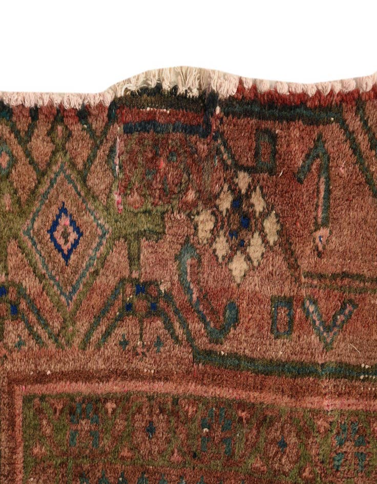 Detail image of 4' 3 x 10'  Hand Knotted Ultra Vintage Persian Wool Runner Rug