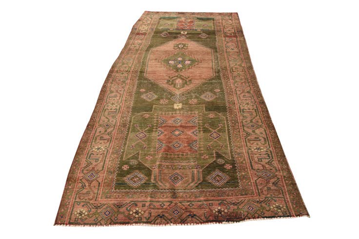 Detail image of 4' 3 x 10' Hand Knotted Ultra Vintage Persian Wool Runner Rug