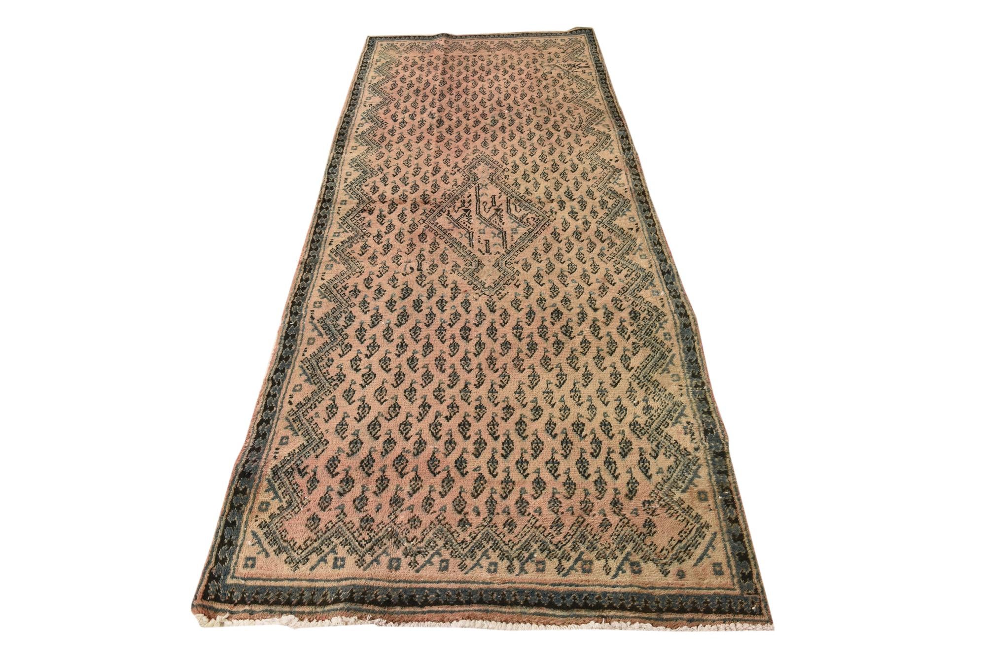 3' 2 x 8' 8 Hand Knotted Ultra Vintage Persian Wool Runner Rug